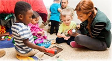 classroom full of kids playing