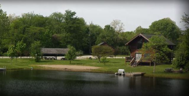 Cabins by a lake