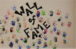Wall of Fame made out of hand prints