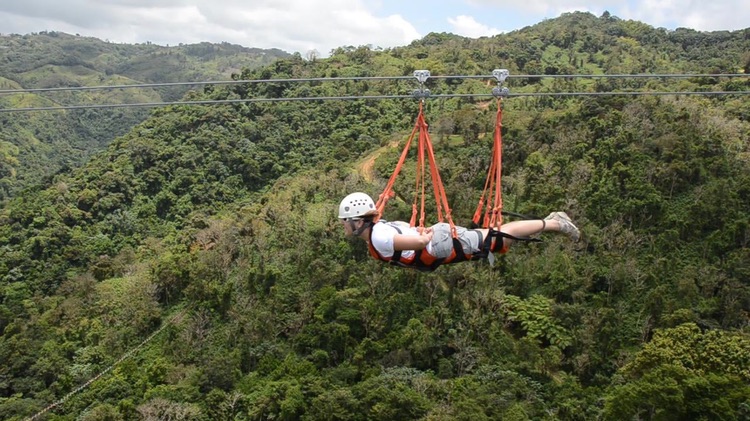 man on a zipline