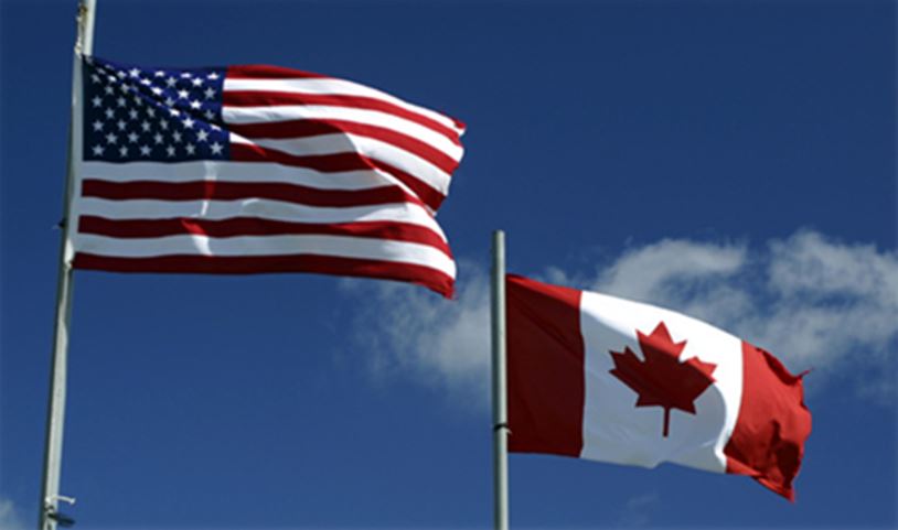 American and Canadian Flags