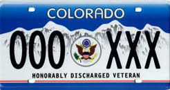 Colorado Honorably Discharged Veteran License Plate