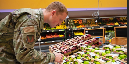 soldier in a grocery store