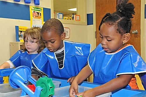 kids playing in a classroom