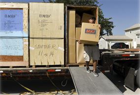 Unloading boxes off a truck