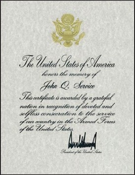Presidential Memorial Certificate