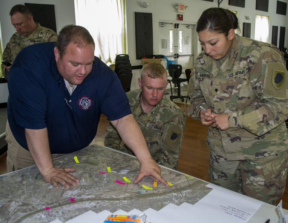 Soldiers looking at a map