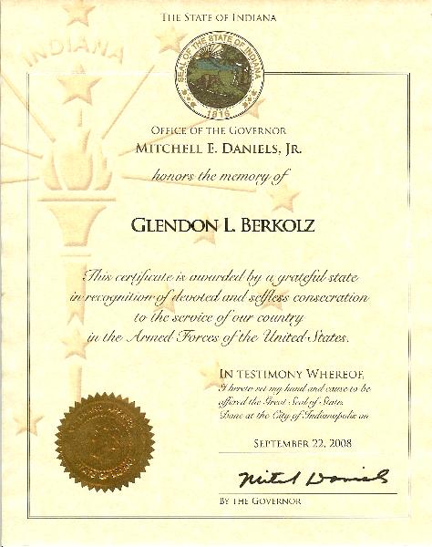 Governors Memorial Certificate