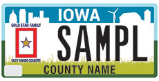 Iowa Gold Star Family License Plate