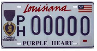 Louisaiana Purple Heart License Plate