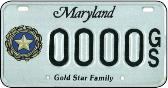 Maryland Gold Star family plate