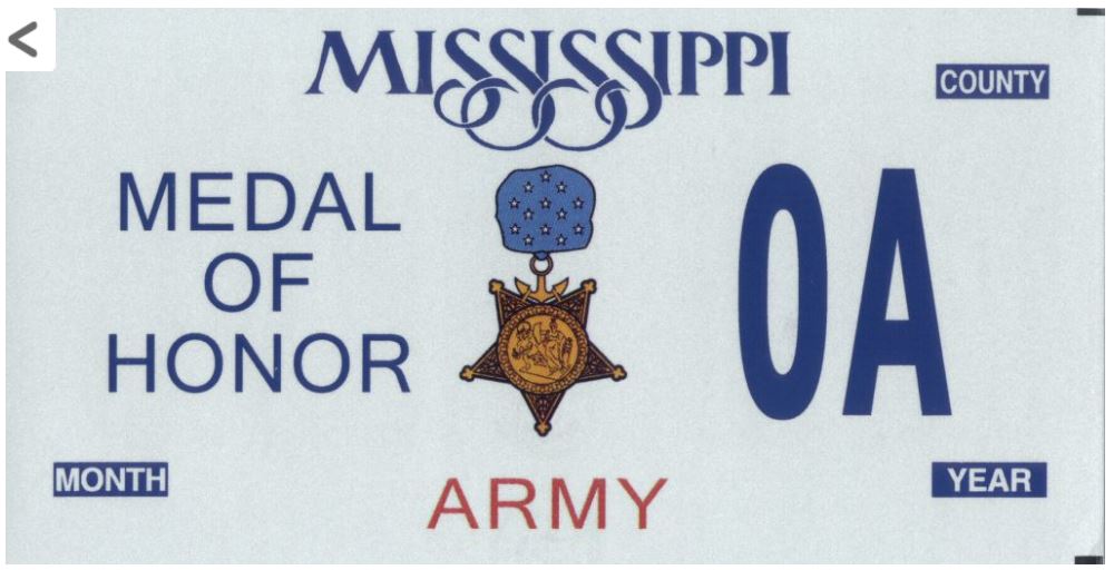 Mississippi Medal of Honor Plate