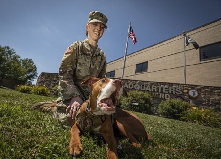 solider with a dog