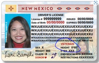 Drivers License with Veterans designation
