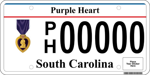 South Carolina Purple Heart License Plate