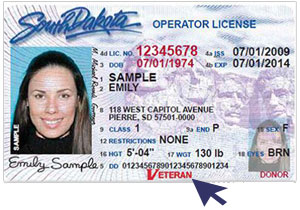 SD Drivers License with Veteran Designation