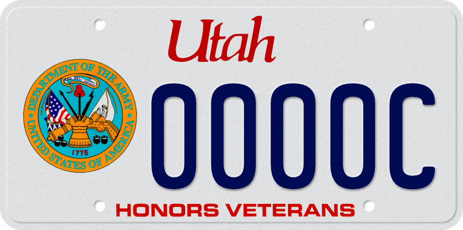 Utah Army Veteran Plate