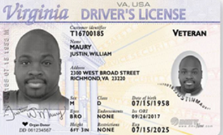 Drivers License with Veteran Designation