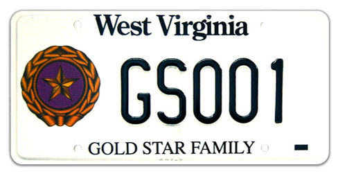 West Virginia Gold Star Family license Plate
