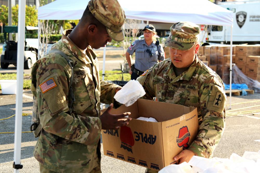 Army National guard serving the community